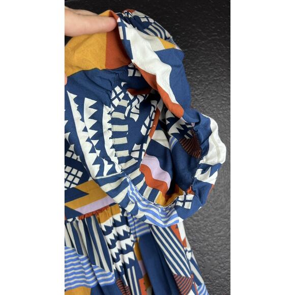 Anthropologie Porridge Ventura Abstract Patchwork Boho Geometric Flowy Blouse - Picture 8 of 10